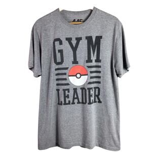 Pokemon Gym Leader T Shirt workout Go game Gray Large